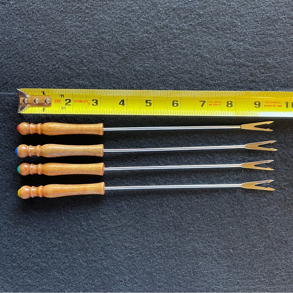 Vintage Wood & Stainless Steel Fondue Forks